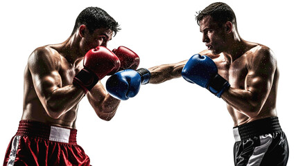 Two boxers fighting isolated on transparent background