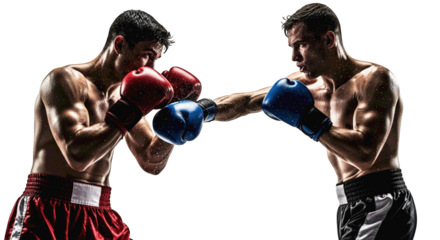 Two boxers fighting isolated on transparent background