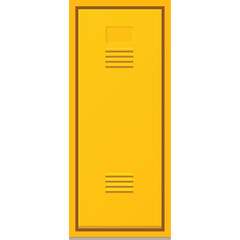 Single Bright Yellow Metal School Locker With Two Ventilation Grills And A Small Rectangular Nameplate Slot Isolated On A White Background