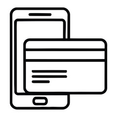 Mobile Phone with Credit Card Overlay for Secure Digital Payment Transactions Icon