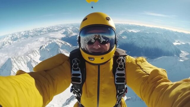 Skydiving adventure from high above the mountains