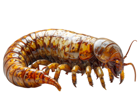  Lifelike Giant Millipede Model for Educational Display Isolated on Transparent Background PNG