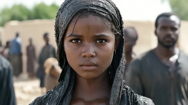 Young girl in a difficult situation during a crisis