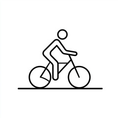 Obraz premium Minimalistisches Strichmännchen-Symbol eines Radfahrers auf weißem Hintergrund im Liniendesign
