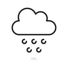Hail line icon. Cloud sign / symbol. Weather forecast & climate concept. Isolated on a white background. Editable stroke. Flat design. Vector illustration.