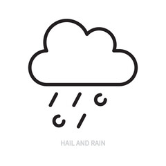 Hail and rain line icon. Cloud sign / symbol. Weather forecast & climate concept. Isolated on a white background. Editable stroke. Flat design. Vector illustration.