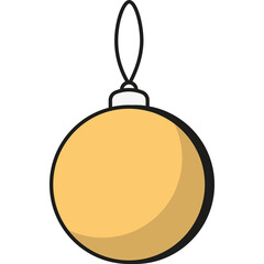 Obraz premium Yellow Christmas Bauble, Winter Toy Vector Icon Illustration