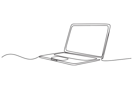 Hand drawn laptop one line art illustration continuous outline sketch vector design
