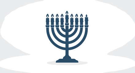 Fototapeta premium Elegant blue menorah with lit candles radiating warmth and tradition for joyful Hanukkah celebrations