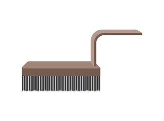 Brown brush for clothes and shoes isolated on a white background. Broom for sweeping. Brush with handle.