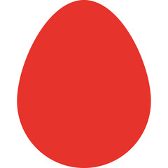 Single Red Egg-Shaped Graphic Element on Transparent Background Minimalistic Vector Design
