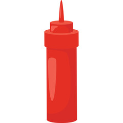 Single Red Ketchup Bottle Icon with a Transparent Background