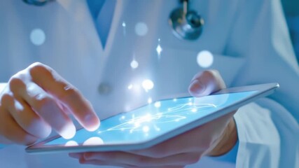 Doctor using digital tablet for modern healthcare analysis and communication - Powered by Adobe
