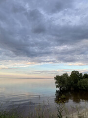 sunset over the Dnipro river, Sloboda, Ukraine