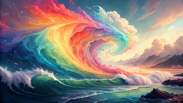 Vibrant abstract fluid art with swirling colors