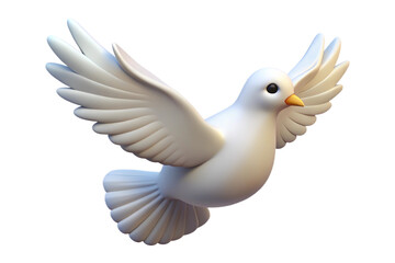Realistic 3d white dove symbol of peace floating gracefully isolated transparency isolated on transparent background