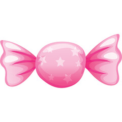 Single Pink Wrapped Candy with Star Pattern on Transparent Background Sweet Treat Confectionery Celebration Food