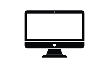 Sleek Black Desktop Computer Icon with White Screen Display