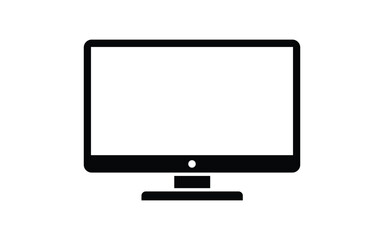 Black and white desktop computer display screen flat illustration