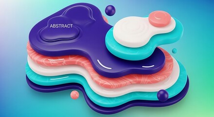 Abstract 3D Liquid Layers Background with Vibrant Colors and Dynamic Shapes.
