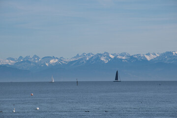 Bodensee, Alpenblick bei Föhn