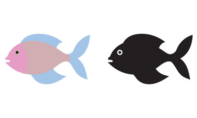 Colorful and black decorative fish icon. vector eps 10