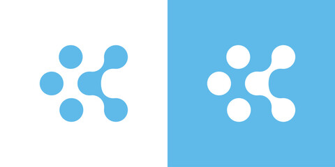 Letter K Modern Molecular  Logo Design, Biotech, Data Startups, Communication Networks