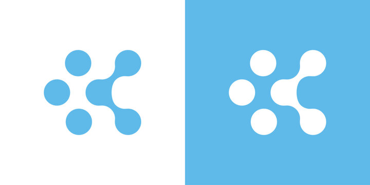 Letter K Modern Molecular  Logo Design, Biotech, Data Startups, Communication Networks