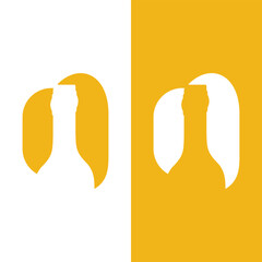 Letter N Bottle Logo negative space&ndash; Modern Beverage and Packaging Symbol