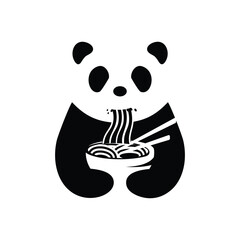 Panda Ramen Logo &ndash; Cute Asian Food Mascot Icon