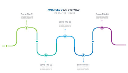 Infographic roadmap design template. Business Timeline of 5 Important Business Events annual business presentation. Vector illustration