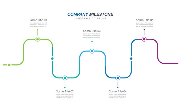 Infographic roadmap design template. Business Timeline of 5 Important Business Events annual business presentation. Vector illustration