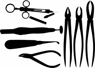 Silhouettes of surgical instr...