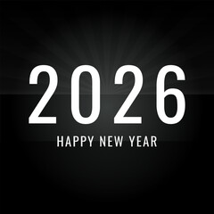 2026 New Year Greeting with radiant light burst. Vector illustration for festive banners, greeting cards, social media posts, and seasonal marketing materials