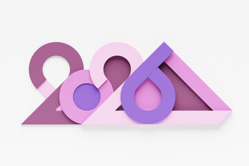 3d illustration Happy new year 2026 background template. Holiday volumetric 3D illustration of the ...