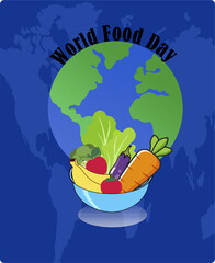 World Food Day celebration design for October 16th
World Food Day. Post featuring fruits and vegetables.
