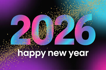 Celebrate the vibrant arrival of 2026 with dazzling gold confetti showering down, announcing a fresh start and exciting future in a modern, dynamic design