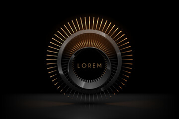 Black and gold circle shapes template on black background