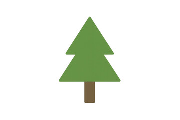 Green simple tree or pine icon illustration with a brown trunk, concept for nature, environment, and forest on transparent background
