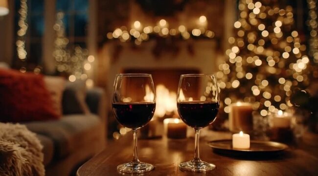 Copas de Vino en Navidad