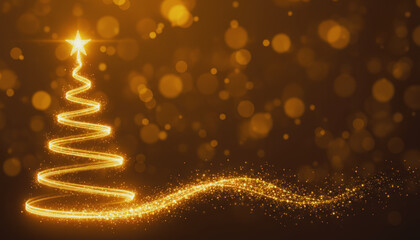 Elegant Golden Light trail Christmas Tree on gpld