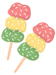 Colorful Dango Skewers Illustration