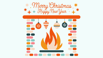Cozy christmas fireplace with festive decorations and glowing fire celebrating the holiday season with warmth and joy
