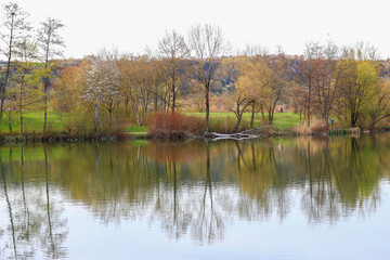 Peaceful Spring Walk Along Idyllic Country Road Near Danube Lake in Regensburg