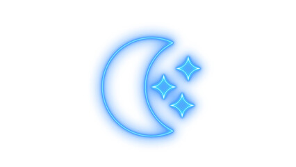 Fototapeta premium Glowing neon crescent moon and three stars icon isolated on transparent background. Night symbol. Sleep mode. Celestial. Weather. Astral.