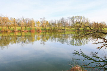 Peaceful Spring Walk Along Idyllic Country Road Near Danube Lake in Regensburg