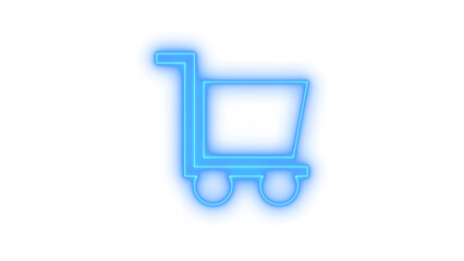 Glowing neon shopping cart icon isolated on transparent background. E-commerce symbol. Online purchase indicator. Retail store. Consumerism. Add to cart.