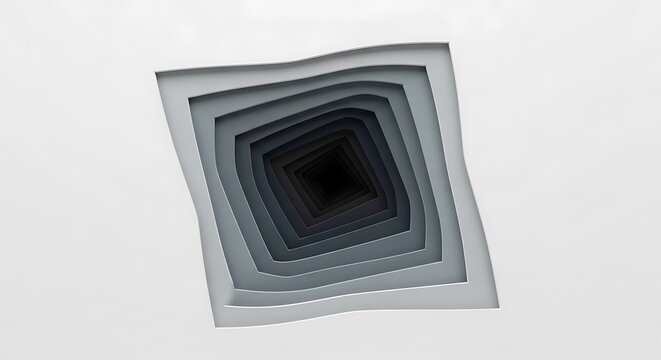 Abstract Paper Cutout Design with Hypnotic Square Layers.