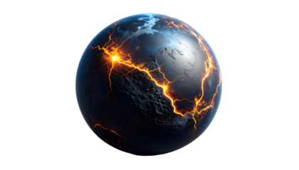 Cosmic Cataclysm: Fissured Planet Erupting with Magma and Energy