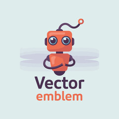 Fototapeta premium This image showcases a charming red robot with big eyes and hands, signifying warmth and friendliness, making it suitable for creative projects focused on technology and companionship.